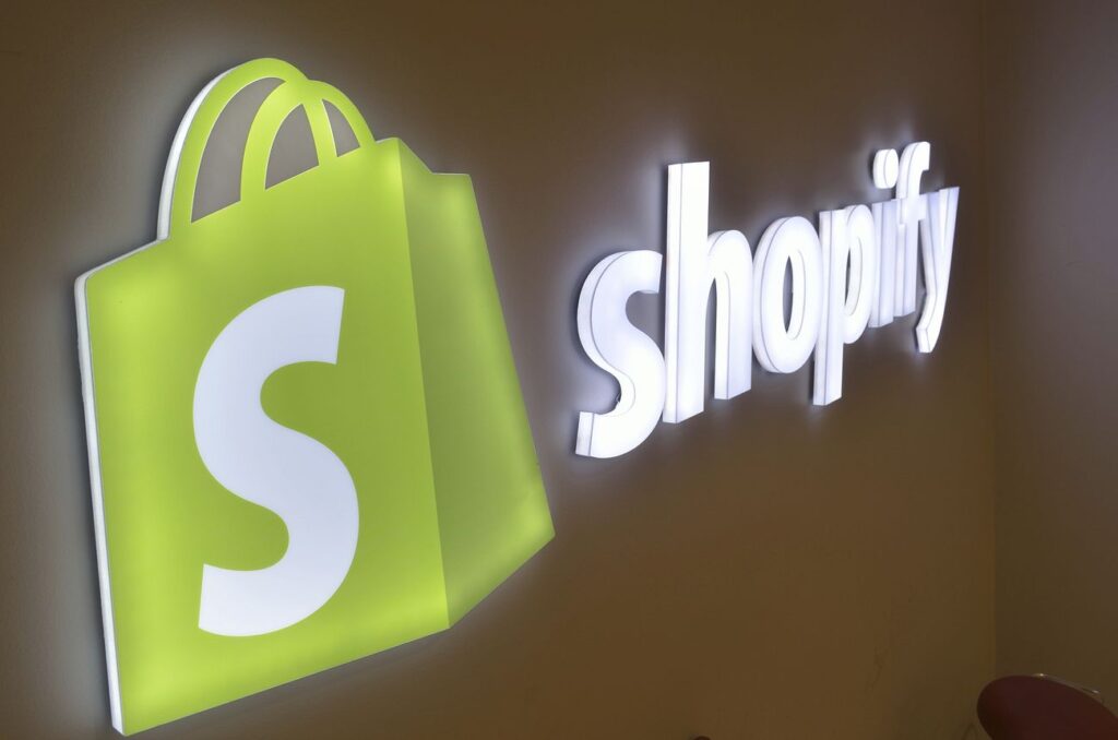Shopify logo on wall